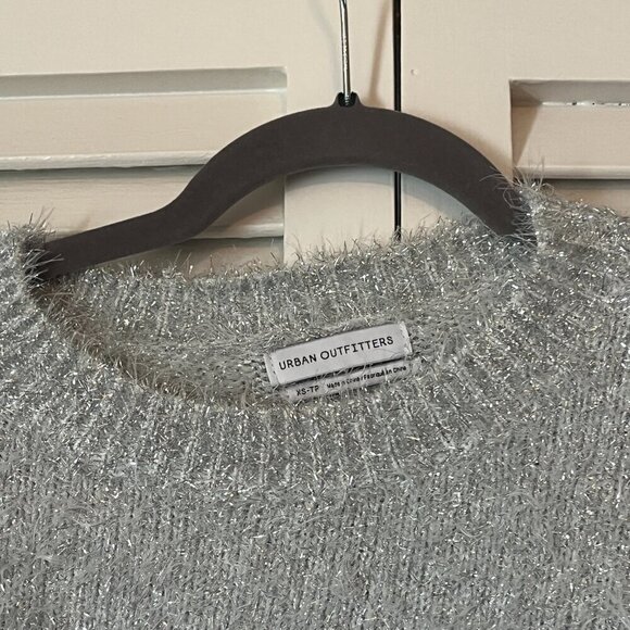 Urban Outfitters 'Elisabeth' XS sparkly silver metallic sweater cropped - Picture 3 of 8